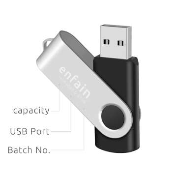 10-Pack Enfain 16GB USB 2.0 Swivel Flash Drives: Shareable Data Storage for Home & Office Use (Black)