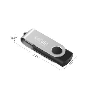 10-Pack Enfain 16GB USB 2.0 Swivel Flash Drives: Shareable Data Storage for Home & Office Use (Black)