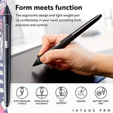 Wacom Intuos Pro Drawing Tablet, Small 10.6" x 6.7" Wireless Graphics Art Tablet with Pro Pen 2 & Touch Ring, Digital Drawing Pad for Mac and Windows PC