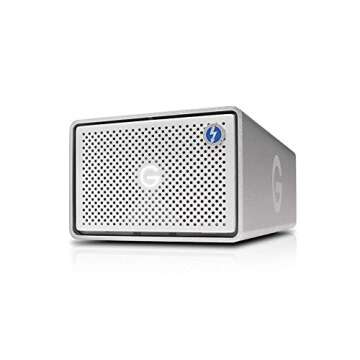 G-Technology 16TB G-Raid with Thunderbolt 3, USB-C (USB 3.1 Gen 2), and HDMI, Removable Dual Drive Storage System, Silver – 0G05758-1