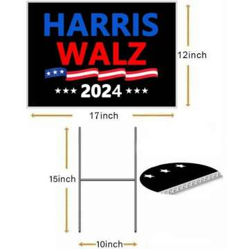 Harris Walz 2024 Kamala Harris Tim Walz Waltz For President Yard Sign Outdoor Lawn Garden Sign with Metal Stake