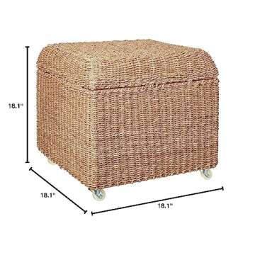 Household Essentials Rolling Seagrass Wicker Storage Seat