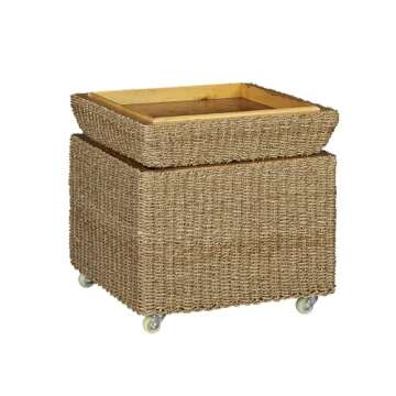 Household Essentials Rolling Seagrass Wicker Storage Seat