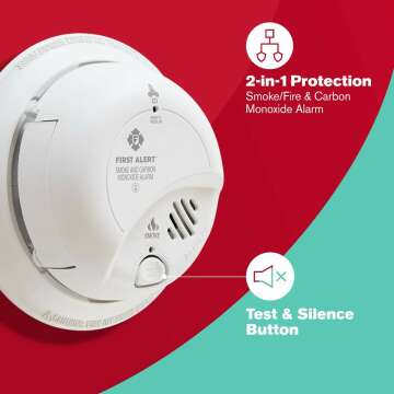 FIRST ALERT BRK SC9120FF Hardwired Smoke and Carbon Monoxide (CO) Detector with Battery Backup, 1 pack , White