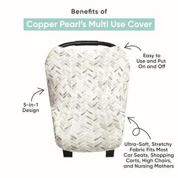 Copper Pearl Multi-Use Cover: Car Seat Covers, Nursing Cover, and Stroller Cover for Sun - Stretchy Fabric, All-Season Use, Stylish Designs, Easy Access for Moms - Briar