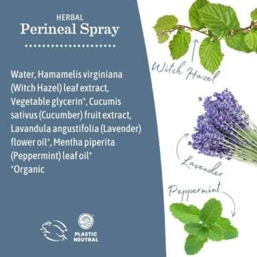 Earth Mama Herbal Perineal Spray | Safe for Pregnancy and Postpartum Recovery, Witch Hazel Natural Cooling Spray For After Birth Feminine Care Essentials, No Benzocaine or Butane, 4-Fl oz (2-Pack)