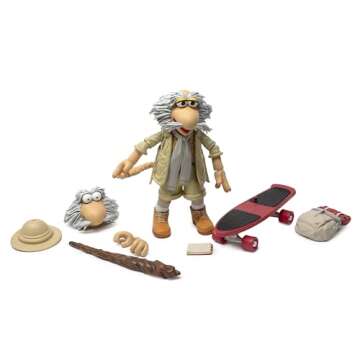 Boss Fight Studio Uncle Traveling Matt, Fraggle Rock Collectible Action Figure – Highly Articulated Figurine & Accessories - Orb, Skateboard, Walking Stick, Interchangeable Hands & Expression – 1:12