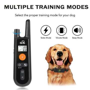 Dog Training Collar - Rechargeable Dog Shock Collar with Beep, Vibration and Shock Training Modes, Rainproof, Long Remote Range, Adjustable Shock Levels Shock Collars for Dogs with Remote