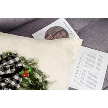 4TH Emotion Farmhouse Christmas Pillow Covers 18x18 Set of 4 Country Christmas Decorations Black and White Buffalo Plaid Truck Tree Throw Pillow Cases Cushion Cover Winter Holiday Home Decor