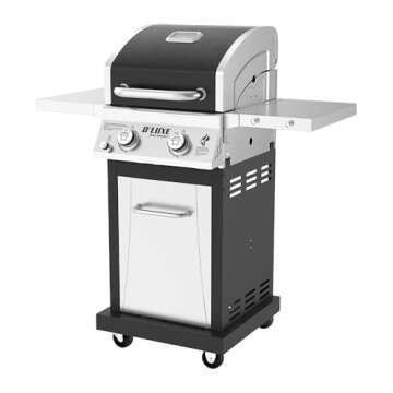 Nexgrill Deluxe 2-Burner Propane Gas Grill with Foldable Side Tables, 28,000BTUs, Convertible to Natural Gas, Perfect for Outdoor Cooking & Grilling, BBQ, Patio, Tailgating, 720-0864RA