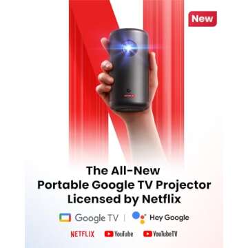 NEBULA Capsule 3 GTV Projector, Netflix Officially Licensed, 1080P Smart Mini Projector with Wi-Fi, 2.5 Hours of Playtime, 120-Inch Display, Dolby Digital, Ultra Portable for Any Space