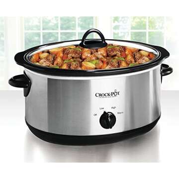 Crock-Pot 7 Quart Oval Manual Slow Cooker, Stainless Steel (SCV700-S-BR), Versatile Cookware for Large Families or Entertaining