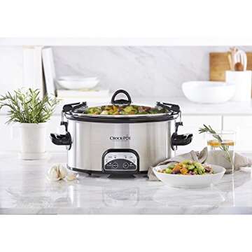 Crock-Pot 7 Quart Oval Manual Slow Cooker, Stainless Steel (SCV700-S-BR), Versatile Cookware for Large Families or Entertaining