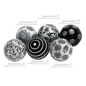 Decorative Ceramic Floral Orbs Set of 6 - 3"