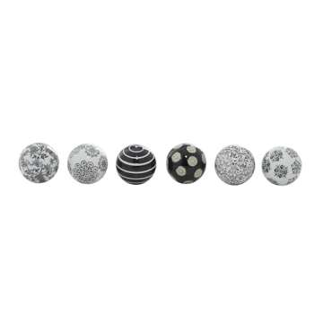 Decorative Ceramic Floral Orbs Set of 6 - 3"