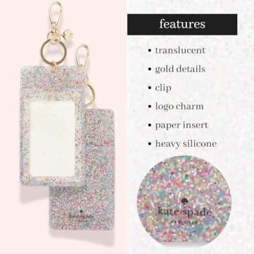 Kate Spade New York Id Badge Clip Key Chain, Multi Glitter