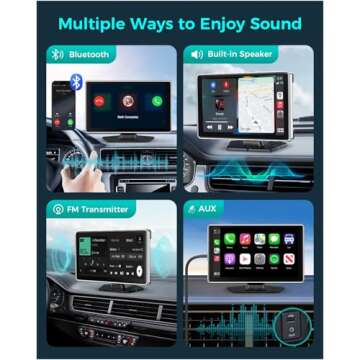 Wireless Carplay with 4K Dash Cam, 9" Portable Carplay Screen for Car, Apple Carplay & Android Auto Car Satellite Radio with 1080P Backup Camera, GPS Navigation/Mirror Link/Voice Control/Bluetooth