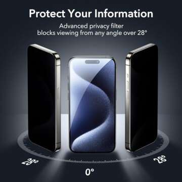 ESR 3 Pack: iPhone 15 Pro Max Anti-spy Tempered Glass Screen Protector