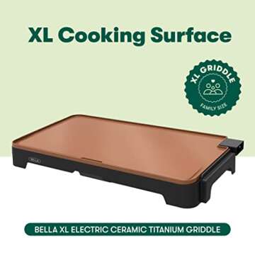 BELLA XL Electric Griddle - Cook 15 Eggs, Easy Cleanup, Large Non-Stick