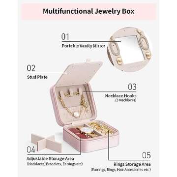 Vlando Birthday Gifts for Women Friendship, Personalized Initial Jewelry Box, Friendship Gifts for Women Friends, Travel Essentials Small Jewelry Box, Travel Box for Girls - Letter J, Pink