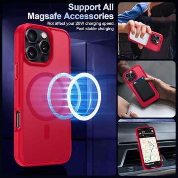 MOCCA Strong Magnetic iPhone 16 Pro Max Case - 16FT Drop Protection in Red