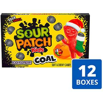 SOUR PATCH KIDS Coal Black Raspberry Holiday Candy - Bulk 12 Pack