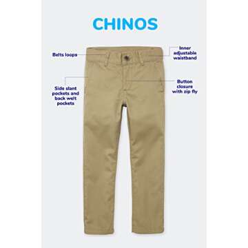 Boys Stretch Chino Pants - Flax Color, Size 6