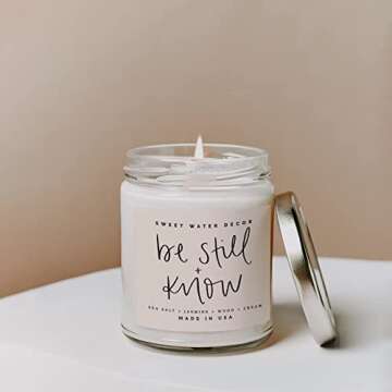 Sweet Water Decor Be Still Candle - Sea Salt & Jasmine Scent 9oz