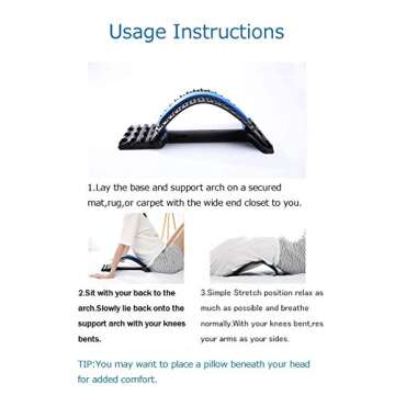 Magic Back Support Back Stretching Device,Back Massager for Bed & Chair & Car,Multi-Level Lumbar Support Stretcher Spinal, Lower and Upper Muscle Pain Relief(Black/Blue)