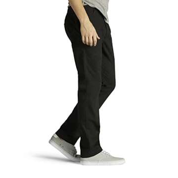 Lee Men's Extreme Motion Flat Front Slim Straight Pant Black 28W x 30L