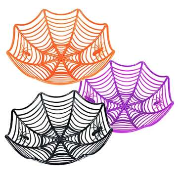 Halloween Spider Web Basket Bowls Halloween Decorations Halloween Spider Web Plastic Baskets Bowls Halloween Candy Bowl Trick or Treat Hand Grabbing Candy Holder Bowls for Halloween Party Decor