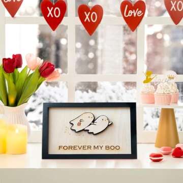 Personalized Valentines Day Gifts- Forever My Boo sign, Cute Ghost Decor, Spooky Decor, Kawaii Decor, Sweet Funny Valentine's Day Romantic Gifts for Couples Boyfriend Husband Fiance Wife Girlfriend