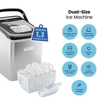 Iceman Portable Dual-Size Ice Maker - 26 lbs Daily Output