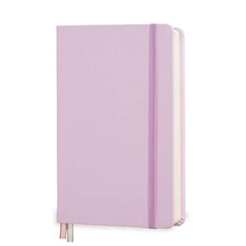 Minimalism Art, Premium Hard Cover Notebook Journal, Classic 5" x 8.3", 122 Numbered Pages, Gusseted Pocket, Ribbon Bookmark, Extra Thick Ink-Proof Paper 120gsm, San Francisco (Dotted, Pink)