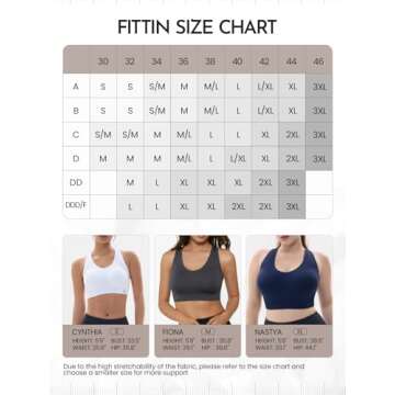 FITTIN Racerback Sports Bras for Women - Padded Seamless High Impact Support for Yoga Gym Workout Fitness