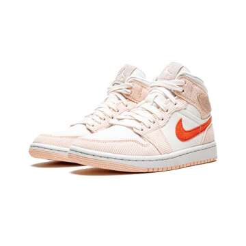 Nike Women's Air Jordan 1 Mid Se Shoes, Orange White Black, 8.5