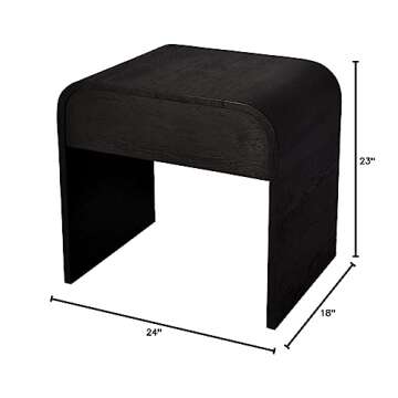 Meridian Furniture 861-NS Cresthill Collection Mid-Century Modern Nightstand, Black Oak, 24" W x 18" D x 23" H