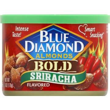 Blue Diamond Almonds Sriracha Flavored Snack Nuts, 6 Oz Resealable Can (Pack of 1)