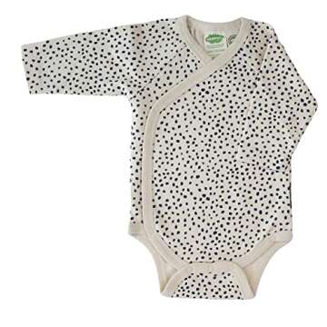 PARADE Organic Wrap Bodysuit - Signature Prints Long Sleeve Navy Pebble 3-6 Months