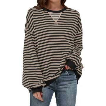 Trendy Oversized Striped Sweatshirt for Women