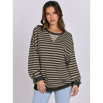 Trendy Oversized Striped Sweatshirt for Women