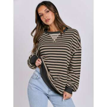 Trendy Oversized Striped Sweatshirt for Women