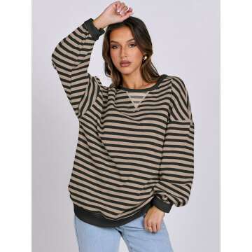 Trendy Oversized Striped Sweatshirt for Women