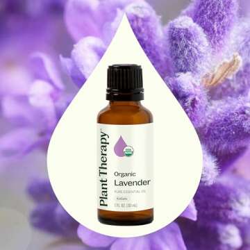 Plant Therapy Organic Lavender Essential Oil 100% Pure, USDA Certified Organic, Undiluted, Natural Aromatherapy for Diffusion & Topical Use, For Skin, Hair, Relaxation, Premium Therapeutic Grade 30 mL