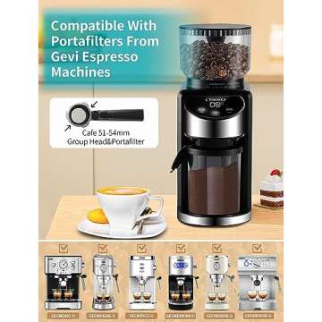 Gevi Burr Coffee Grinder, Adjustable Burr Mill with 35 Precise Grind Settings, Electric Coffee Grinder for Espresso/Drip/Percolator/French Press/American/Turkish Coffee Makers, 120V/200W, Black