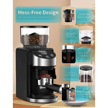 Gevi Burr Coffee Grinder, Adjustable Burr Mill with 35 Precise Grind Settings, Electric Coffee Grinder for Espresso/Drip/Percolator/French Press/American/Turkish Coffee Makers, 120V/200W, Black