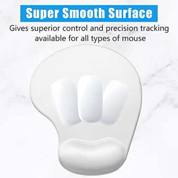 Hsurbtra Ergonomic Mouse Pad with Wrist Rest Support, Gel Mouse Pads with Non-Slip PU Base, Pain Relief Memory Foam Mousepad for Laptop PC, Cute Office Supplies Desk Decro Accessories Ivory White