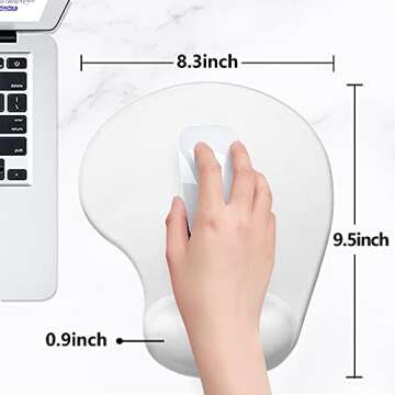 Hsurbtra Ergonomic Mouse Pad with Wrist Rest Support, Gel Mouse Pads with Non-Slip PU Base, Pain Relief Memory Foam Mousepad for Laptop PC, Cute Office Supplies Desk Decro Accessories Ivory White