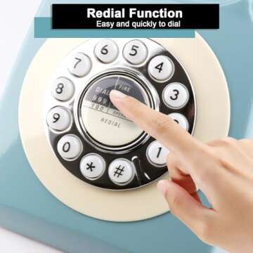 Sangyn Retro Landline Telephone Classic Vintage Corded Phone Old Fashioned Dial Button Desk Phone with Redial Function for Home Office