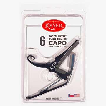 Kyser Quick-Change Guitar Capo for 6-string acoustic guitars, Black, KG6BA